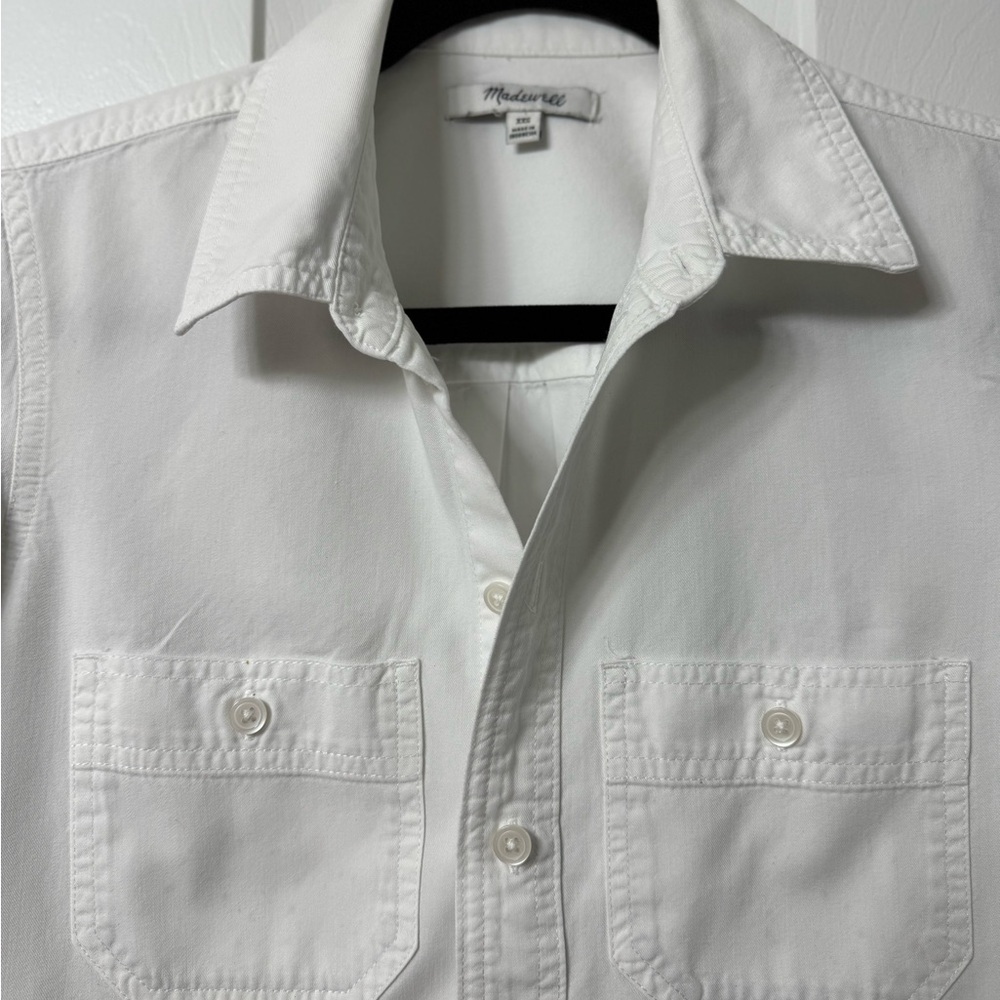 Madewell shirt XXS white button front collar pocket each breast long sleeve NWOT - Picture 10 of 13